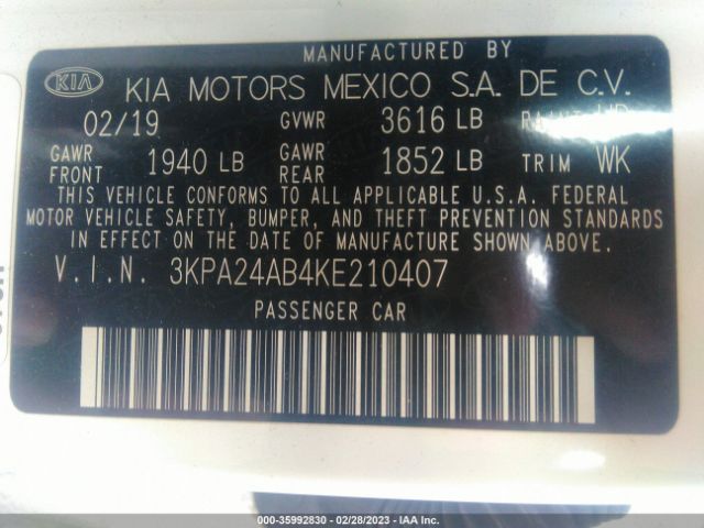 3KPA24AB4KE210407 KIA RIO LX