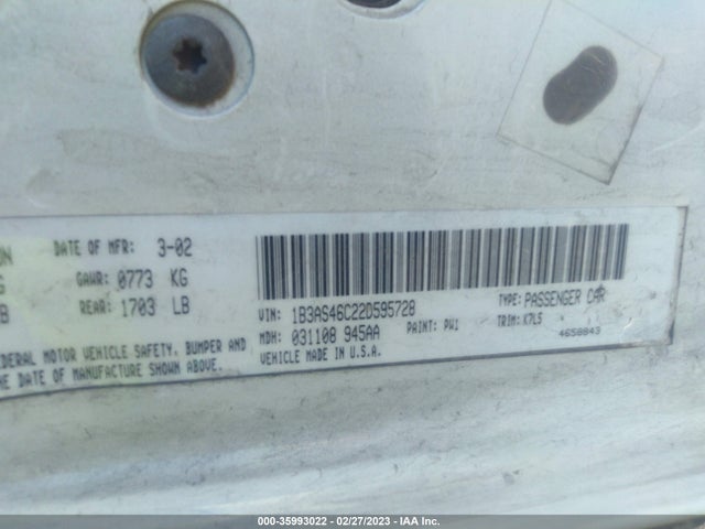 Dodge Neon Se 2002 1B3AS46C22D595728 Image 10