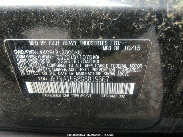 2016 Subaru WRX, VIN: JF1VA1E68G8819667