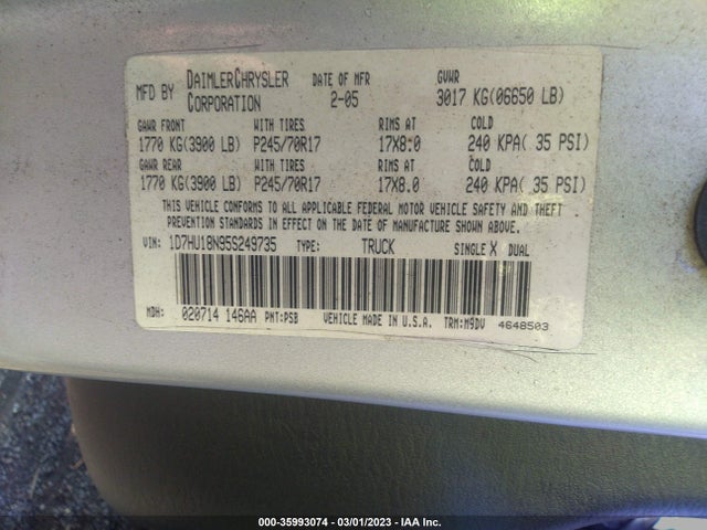 Dodge Ram 1500 Slt 2005 1D7HU18N95S249735 Image 10