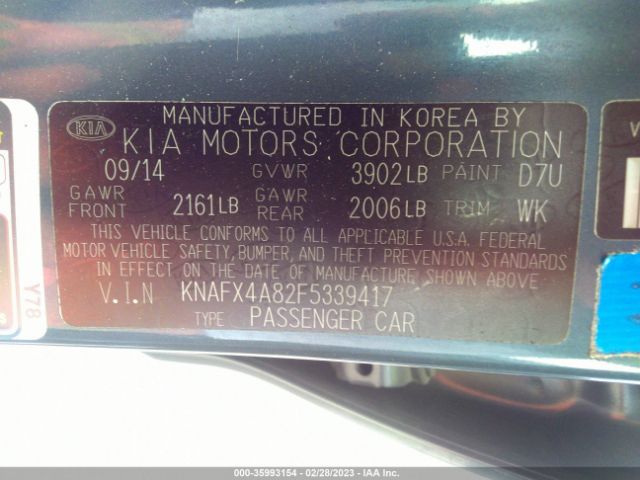 KNAFX4A82F5339417 KIA FORTE EX