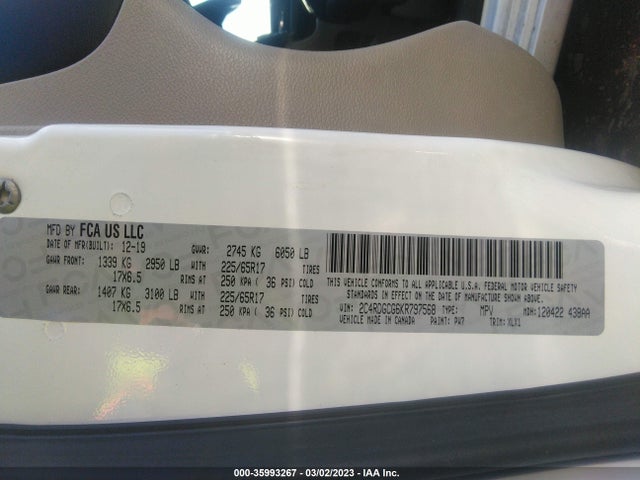 Dodge Grand Caravan Sxt 2019 2C4RDGCG6KR797568 Image 9