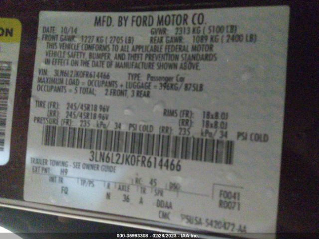 3LN6L2JK0FR614466 Lincoln MKZ