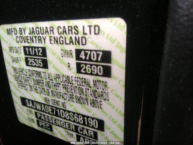 2013 JAGUAR XF SAJWA0E71D8S68190 Photo 8