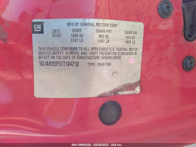Chevrolet COBALT LS 2007 1G1AK55F577124218 Image 10