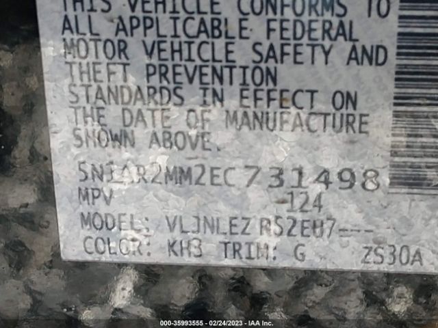 5N1AR2MM2EC731498 Nissan Pathfinder Sv