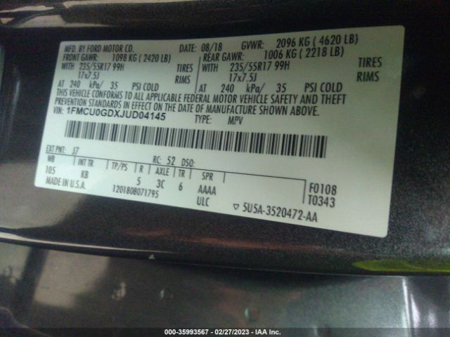 1FMCU0GDXJUD04145 Ford ESCAPE SE