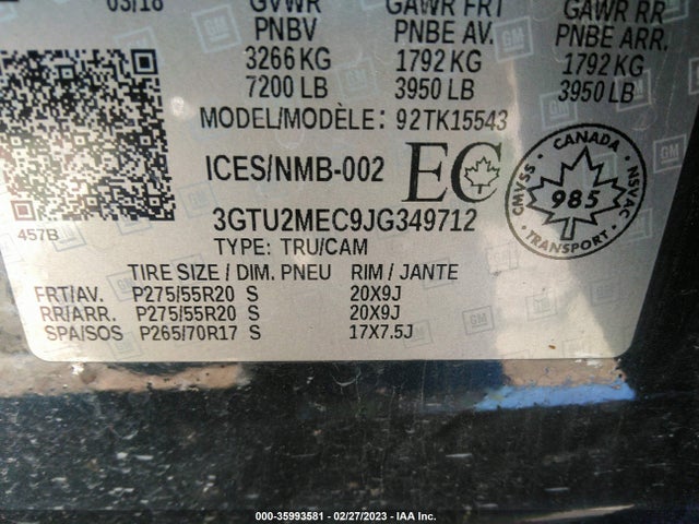 GMC Sierra 1500 Sle 2018 3GTU2MEC9JG349712 Image 9
