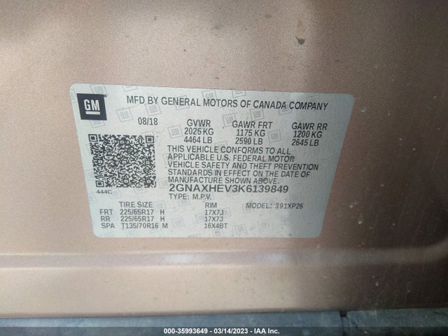 Chevrolet EQUINOX LS 2019 2GNAXHEV3K6139849 Image 9