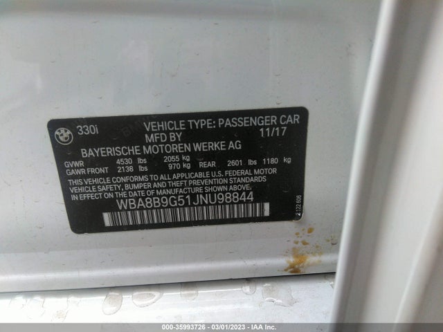 BMW 3 Series 330i 2018 WBA8B9G51JNU98844 Image 9