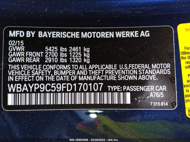 2015 BMW 6 Series, VIN: WBAYP9C59FD170107
