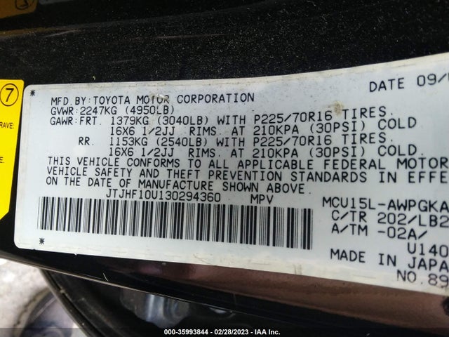 JTJHF10U130294360 Lexus RX 300