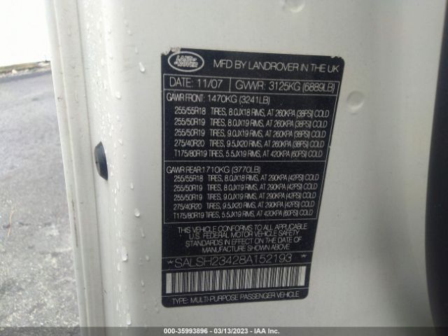 SALSH23428A152193 Land Rover RANGE ROVER SPORT