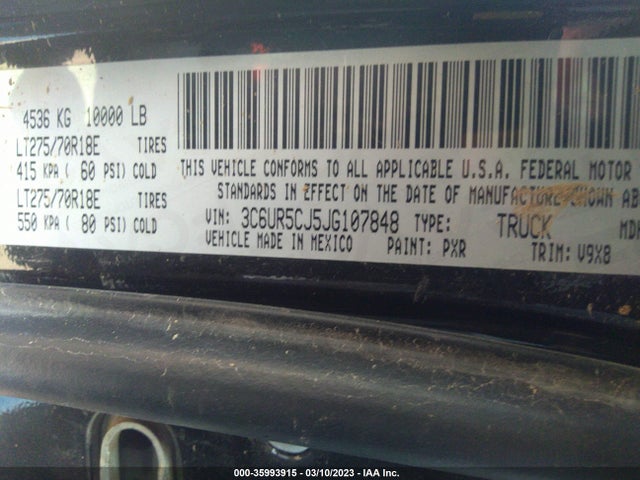 RAM 2500 Tradesman 2018 3C6UR5CJ5JG107848 Image 10
