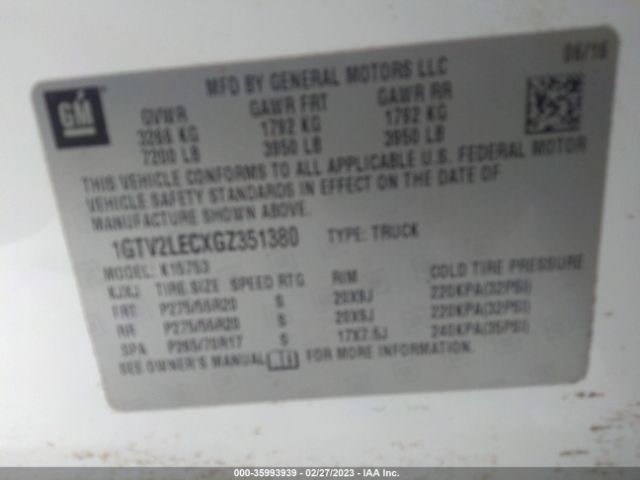 1GTV2LECXGZ351380 GMC SIERRA 1500