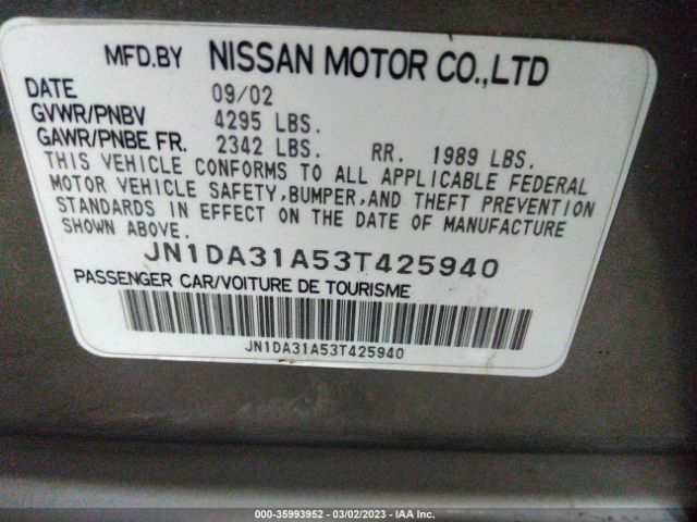 JN1DA31A53T425940 Nissan MAXIMA SE