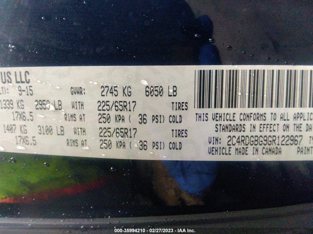 Dodge Grand Caravan Se 2016 2C4RDGBG9GR122967 Image 9