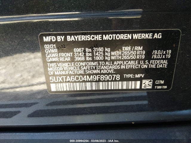 BMW X5 Xdrive45e 2021 5UXTA6C04M9F89078 Image 9