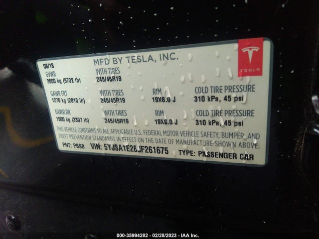 Tesla Model S 75d/100d/p100d 2018 5YJSA1E28JF261675 Image 11