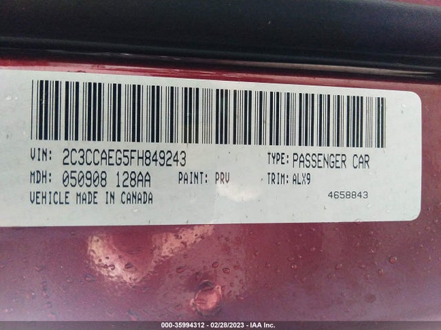 2C3CCAEG5FH849243 Chrysler 300 300c