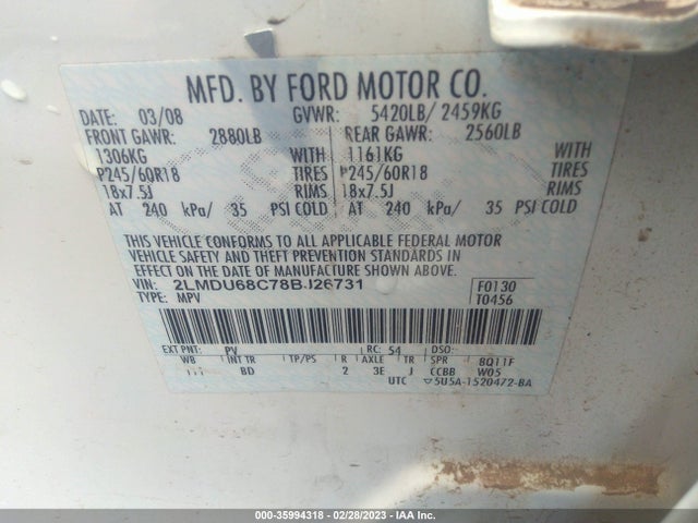 Lincoln MKX 2008 2LMDU68C78BJ26731 Image 10