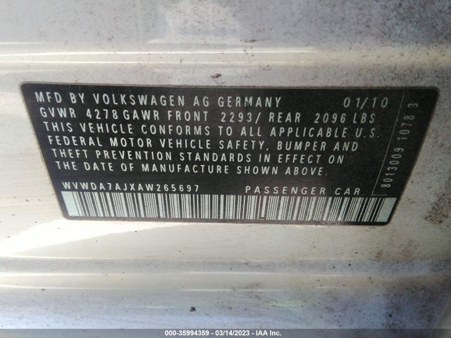 WVWDA7AJXAW265697 Volkswagen Golf