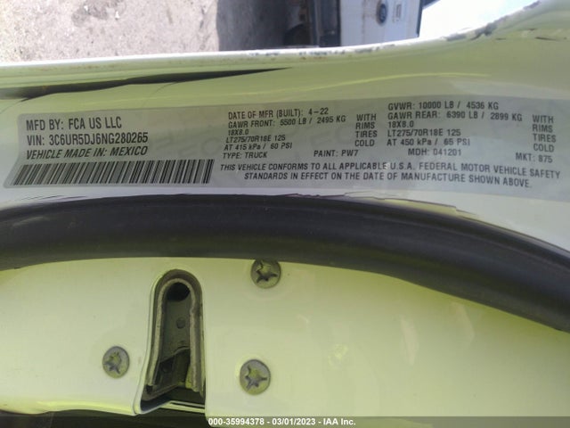 3C6UR5DJ6NG280265 RAM 2500 Big Horn