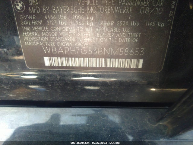 BMW 3 Series 328i 2011 WBAPH7G53BNM58653 Image 10