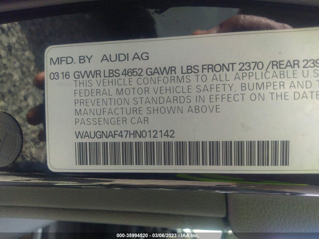 WAUGNAF47HN012142 Audi A4 PREMIUM