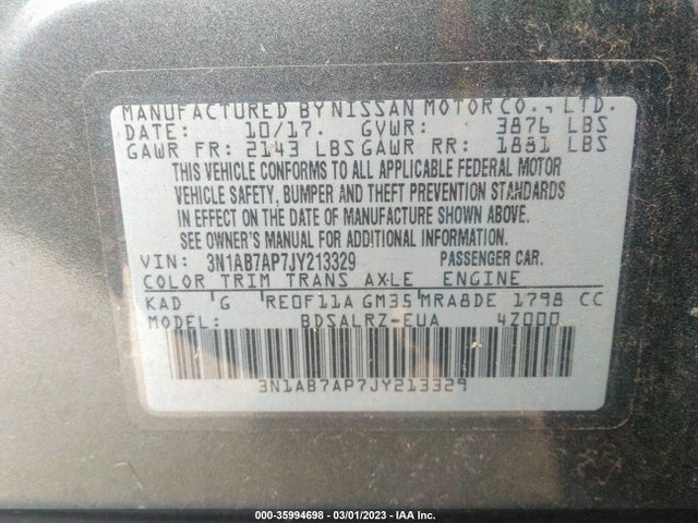 Nissan SENTRA SR 2018 3N1AB7AP7JY213329 Image 9