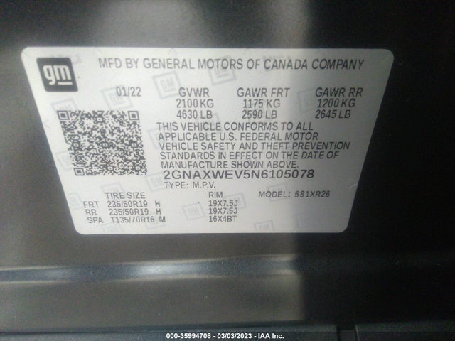 Chevrolet EQUINOX RS 2022 2GNAXWEV5N6105078 Image 9