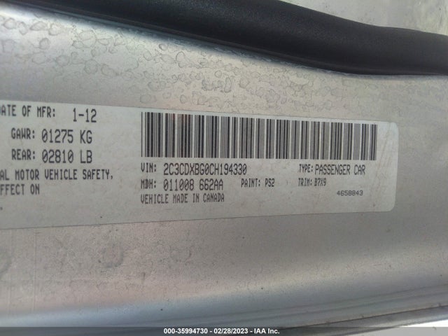Dodge Charger Se 2012 2C3CDXBG0CH194330 Image 10