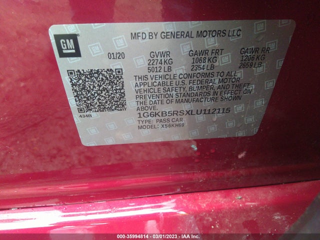 2020 Cadillac CT6, VIN: 1G6KB5RSXLU112115
