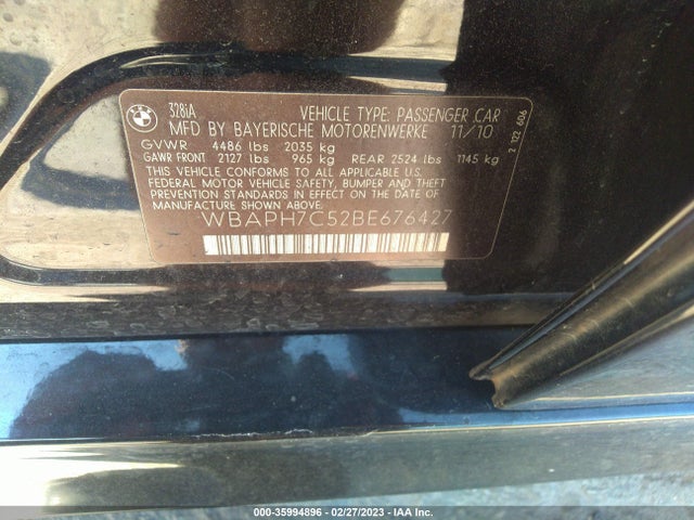BMW 3 Series 328i 2011 WBAPH7C52BE676427 Image 10