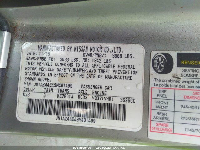Nissan 370z Touring 2009 JN1AZ44E49M401499 Image 10