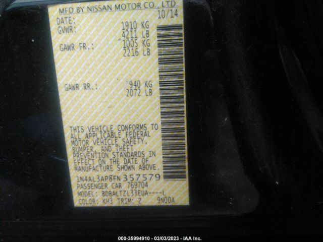 1N4AL3AP8FN357579 Nissan Altima 2.5 Sl