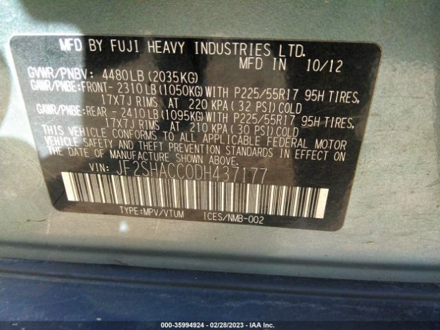 JF2SHACC0DH437177 Subaru Forester 2.5x Premium