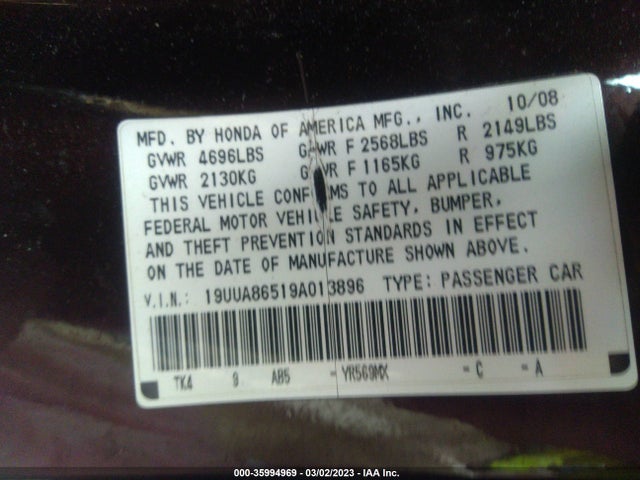 Acura TL TECH 2009 19UUA86519A013896 Image 11