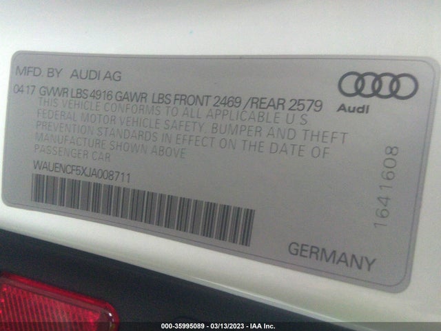 WAUENCF5XJA008711 Audi A5 Sportback Premium Plus