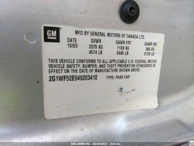 Chevrolet IMPALA 2004 2G1WF52E949203410 Image 10