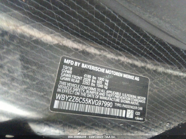 2019 BMW i8, VIN: WBY2Z6C55KVG97990