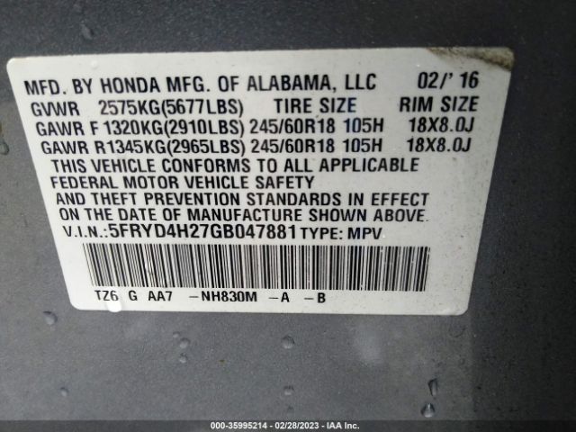 5FRYD4H27GB047881 Acura MDX