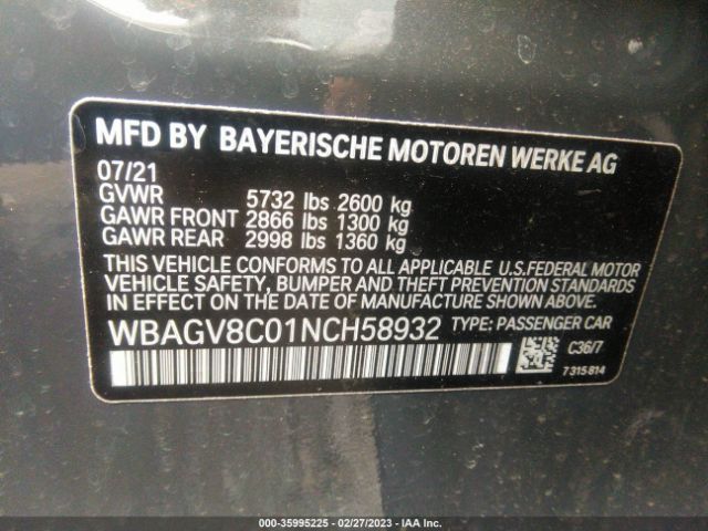 WBAGV8C01NCH58932 BMW 8 Series M850i