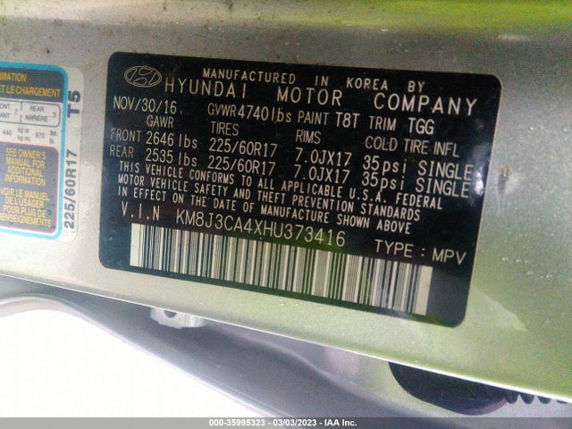 2017 Hyundai Tucson, VIN: KM8J3CA4XHU373416