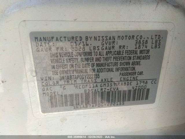 Nissan SENTRA SR 2016 3N1AB7AP0GY222155 Image 10