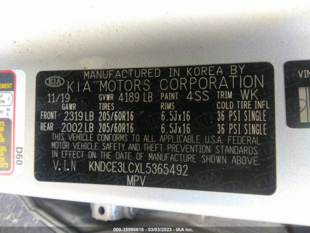 KNDCE3LCXL5365492 KIA Niro Ex Premium
