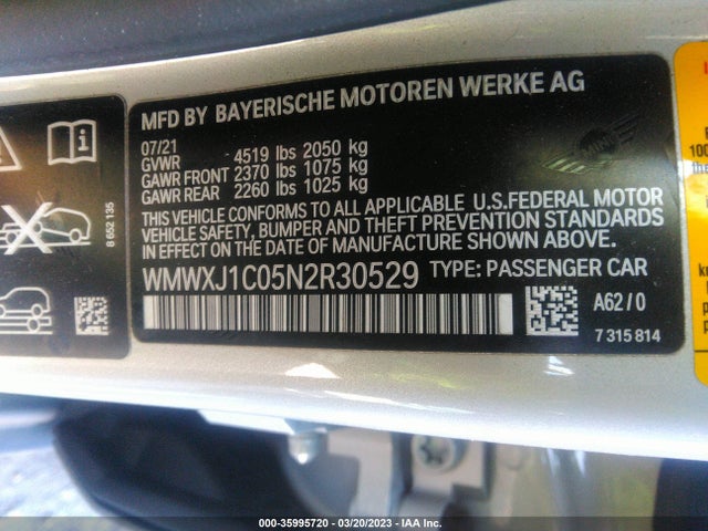 2022 Mini Clubman, VIN: WMWXJ1C05N2R30529