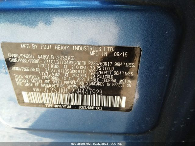 JF2SJAHC2GH447923 Subaru Forester 2.5i Limited