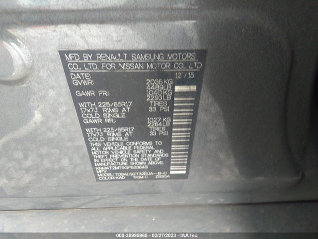 2016 Nissan Rogue, VIN: KNMAT2MT9GP633643
