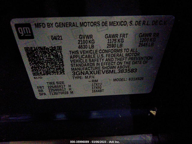Chevrolet EQUINOX LT 2021 3GNAXUEV6ML383583 Image 9